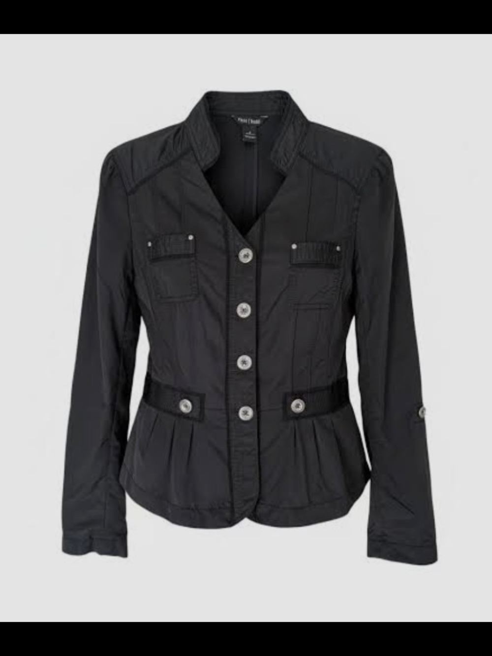 White House Black Market Black Button-Front Peplum Jacket